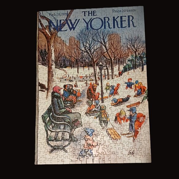 New York Puzzle Company Sledding in the Park Jigsaw Puzzle, 500 Pieces - Picture 2 of 4